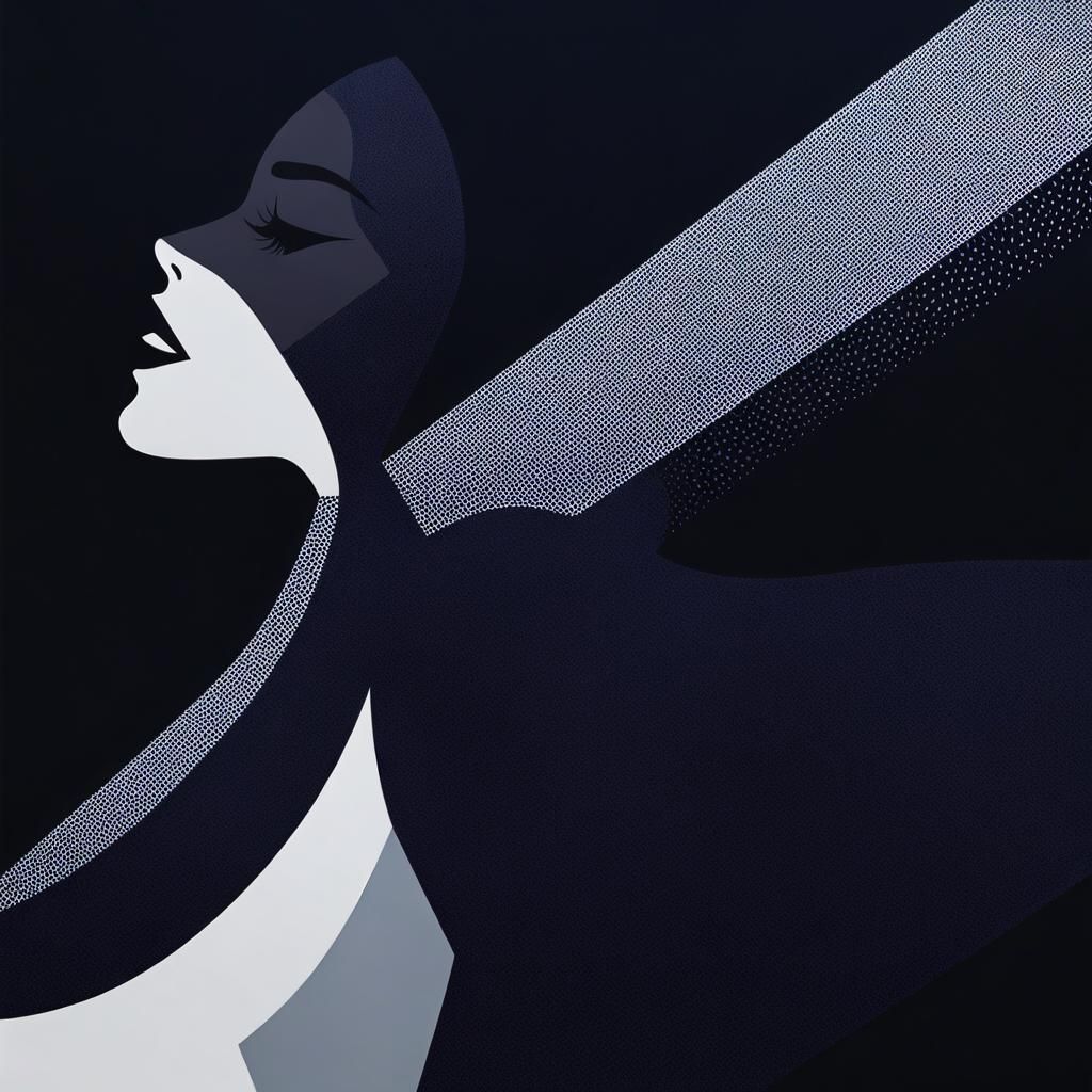 Silhouette in Bauhaus Style with Geometric Landscape