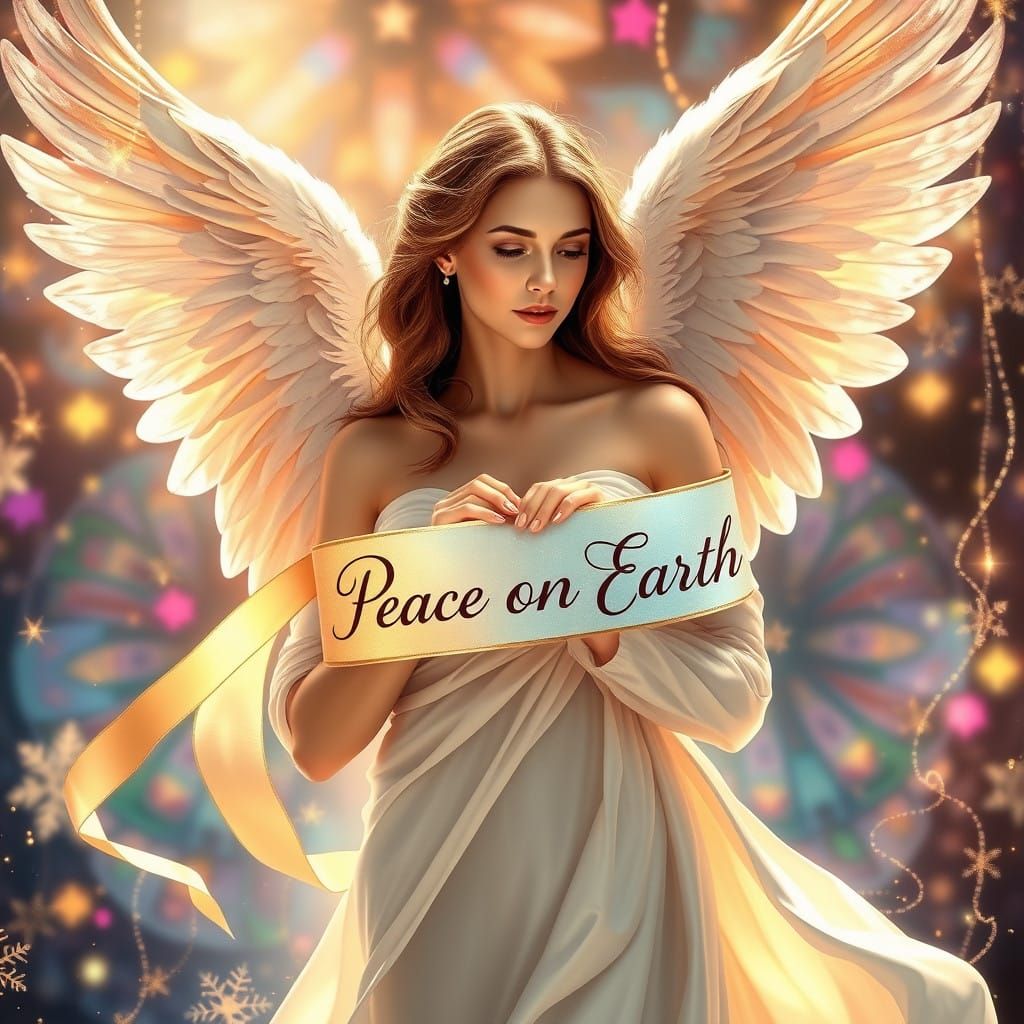 Angel of Peace in Vibrant Christmas Wonderland