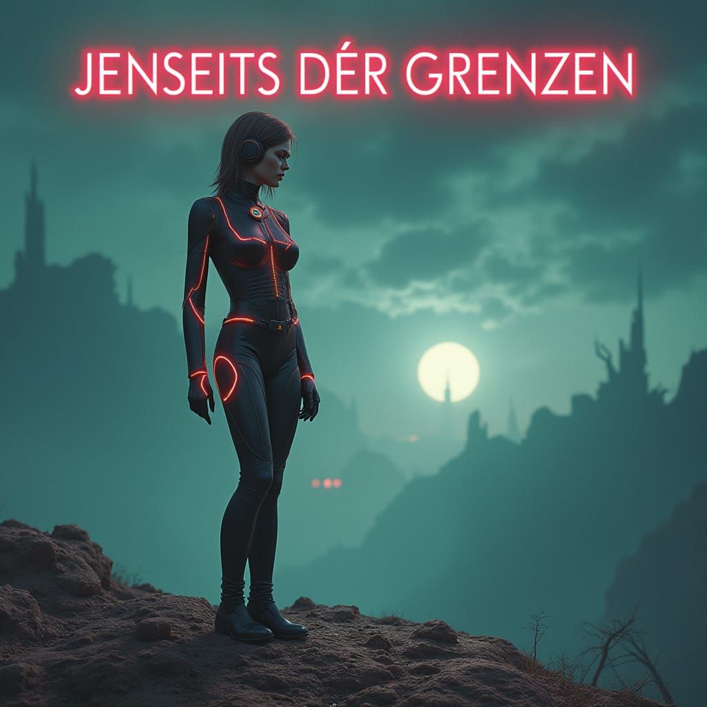 Futuristic Woman in Cyberpunk Dreamscape