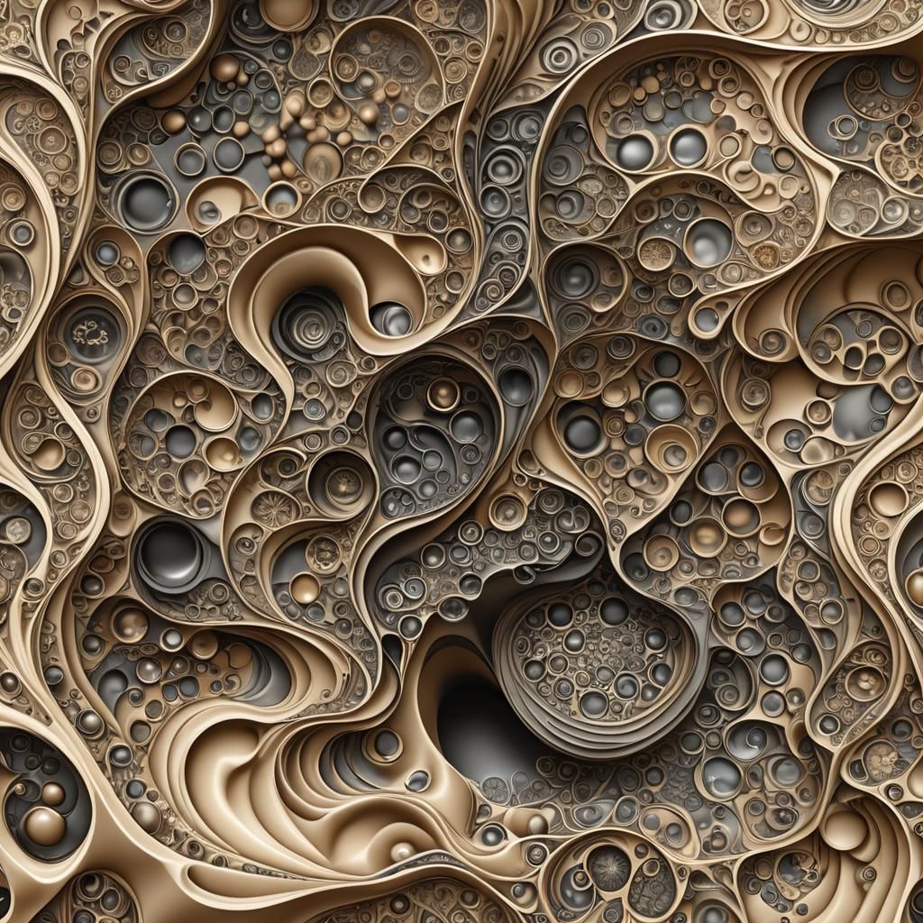 Shower Coffee with Abstract Vector Fractal Design