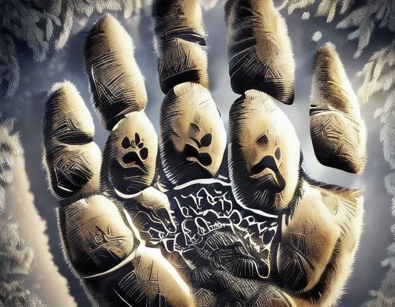 Dog and Cat Paw Digital Sculpture in Monotone