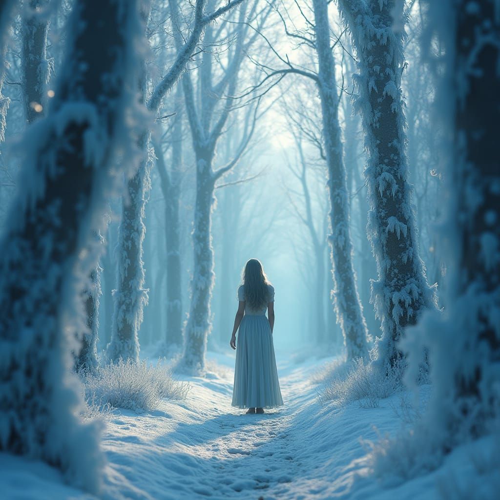 Frozen Forest Scene in Digital Painting Style