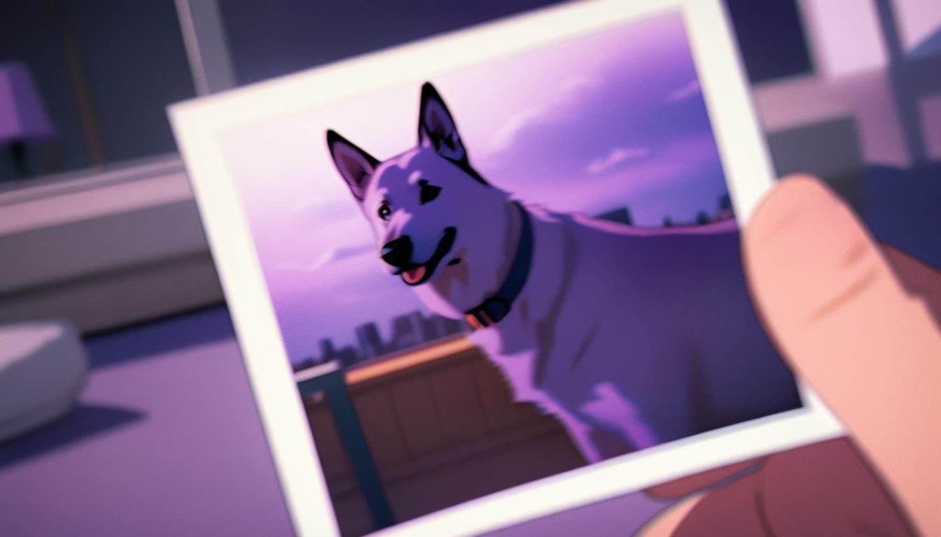 Dog in Polaroid Photo, Animated Movie Still