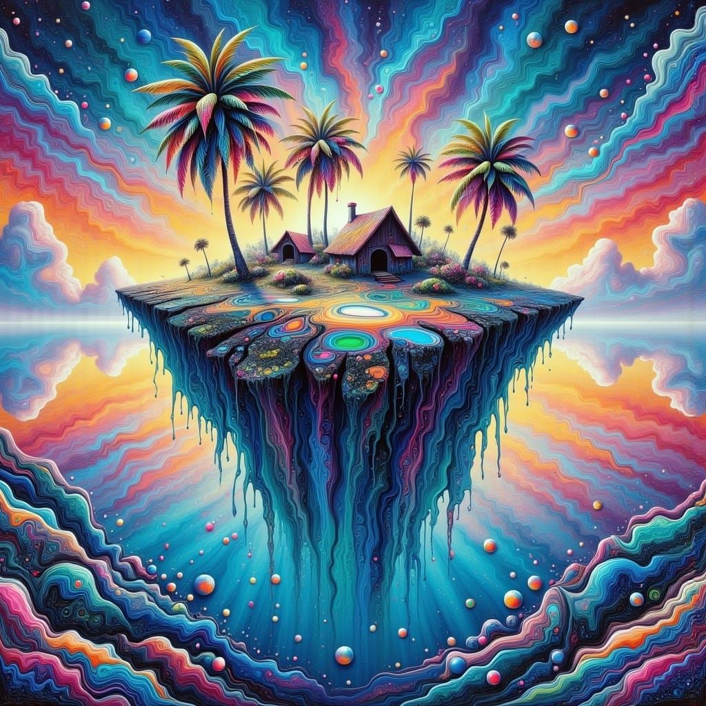 Mysterious Island in Vibrant Colors, inspired by Simon Ståle...