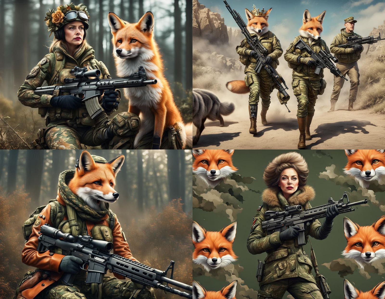 Queen in Camouflage: Surreal Fox Hunt in 8K