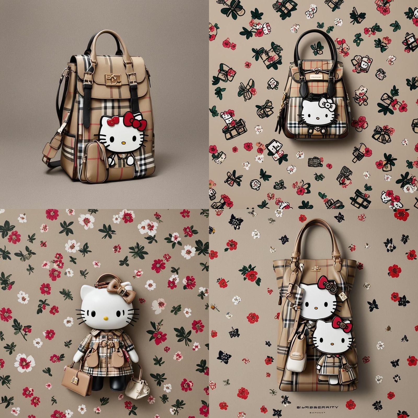 Hello Kitty in Burberry Outfit Anime Style