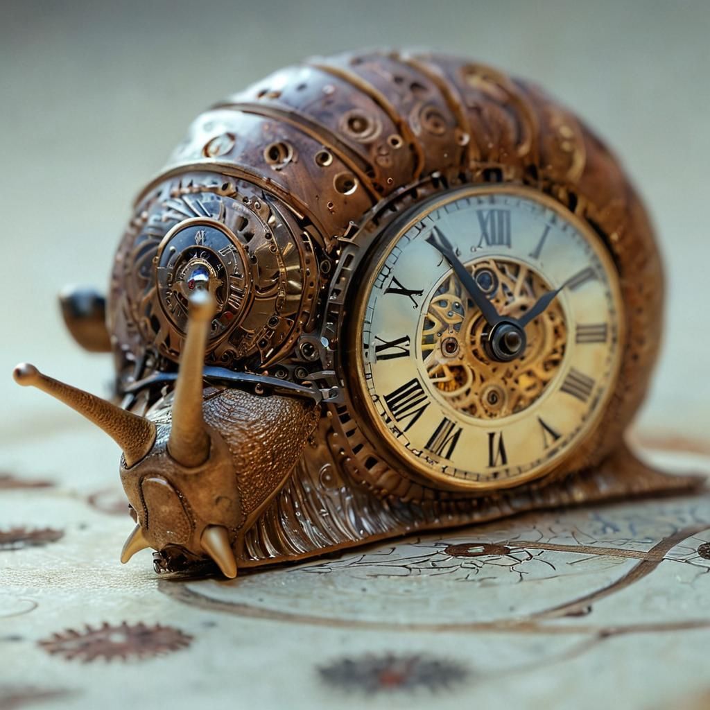 Steampunk Clockwork Snail with Intricate Gears