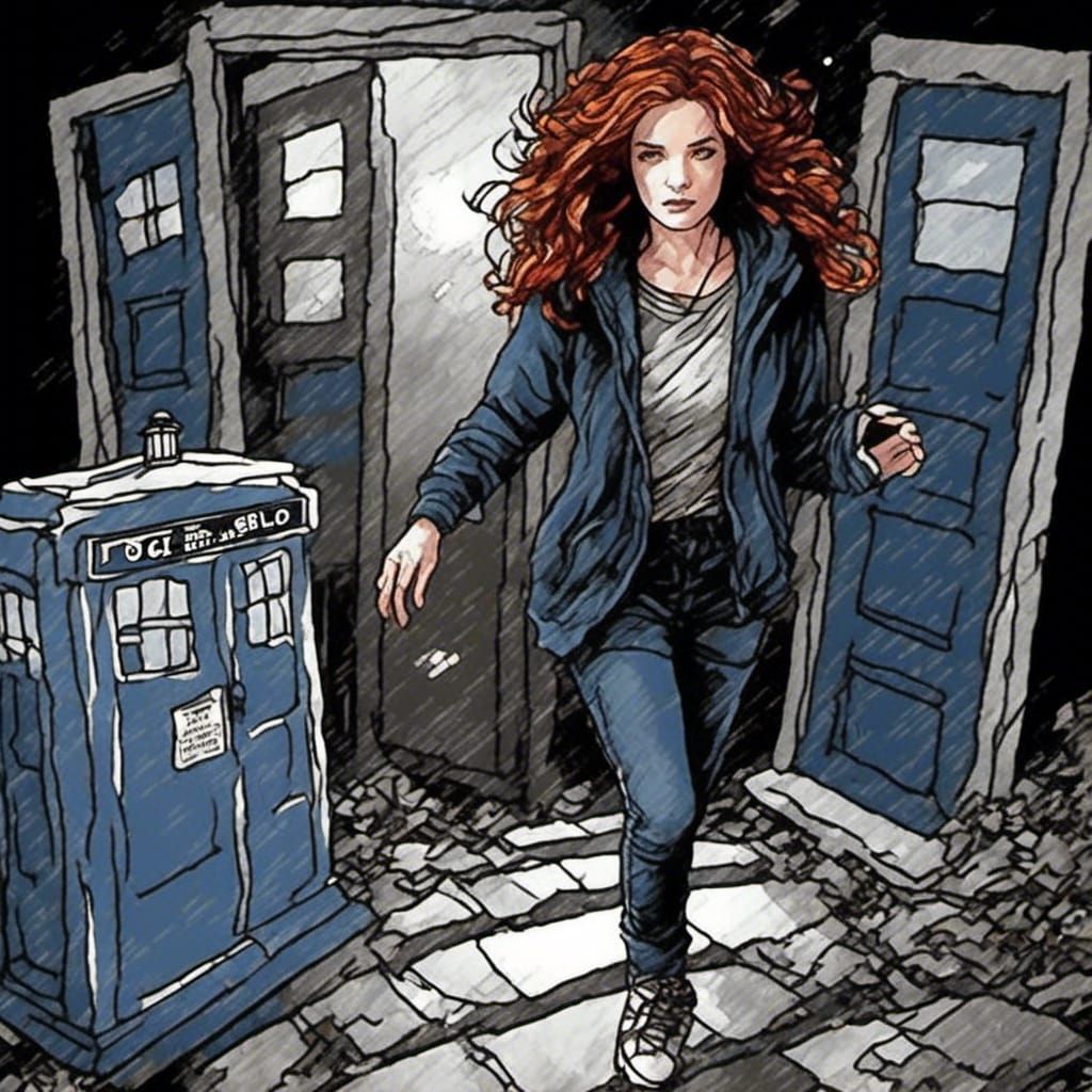 Ghost Hunter Visits TARDIS in Comic Book Art