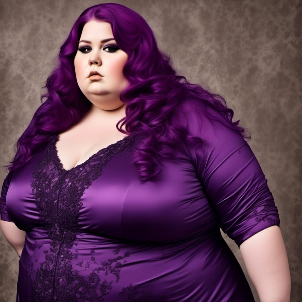 Curvy Woman with Vivid Purple Hair