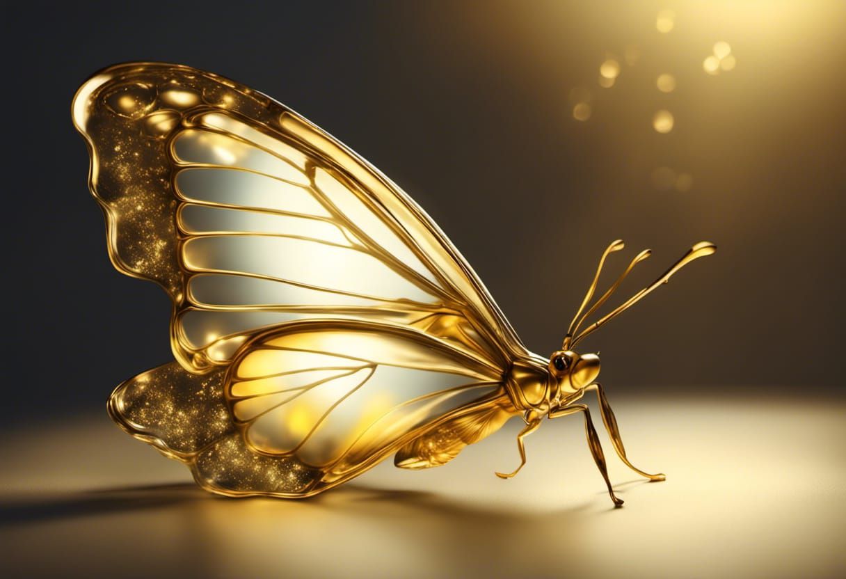 Golden Light Butterfly Emerges: Hyperrealistic Concept Art