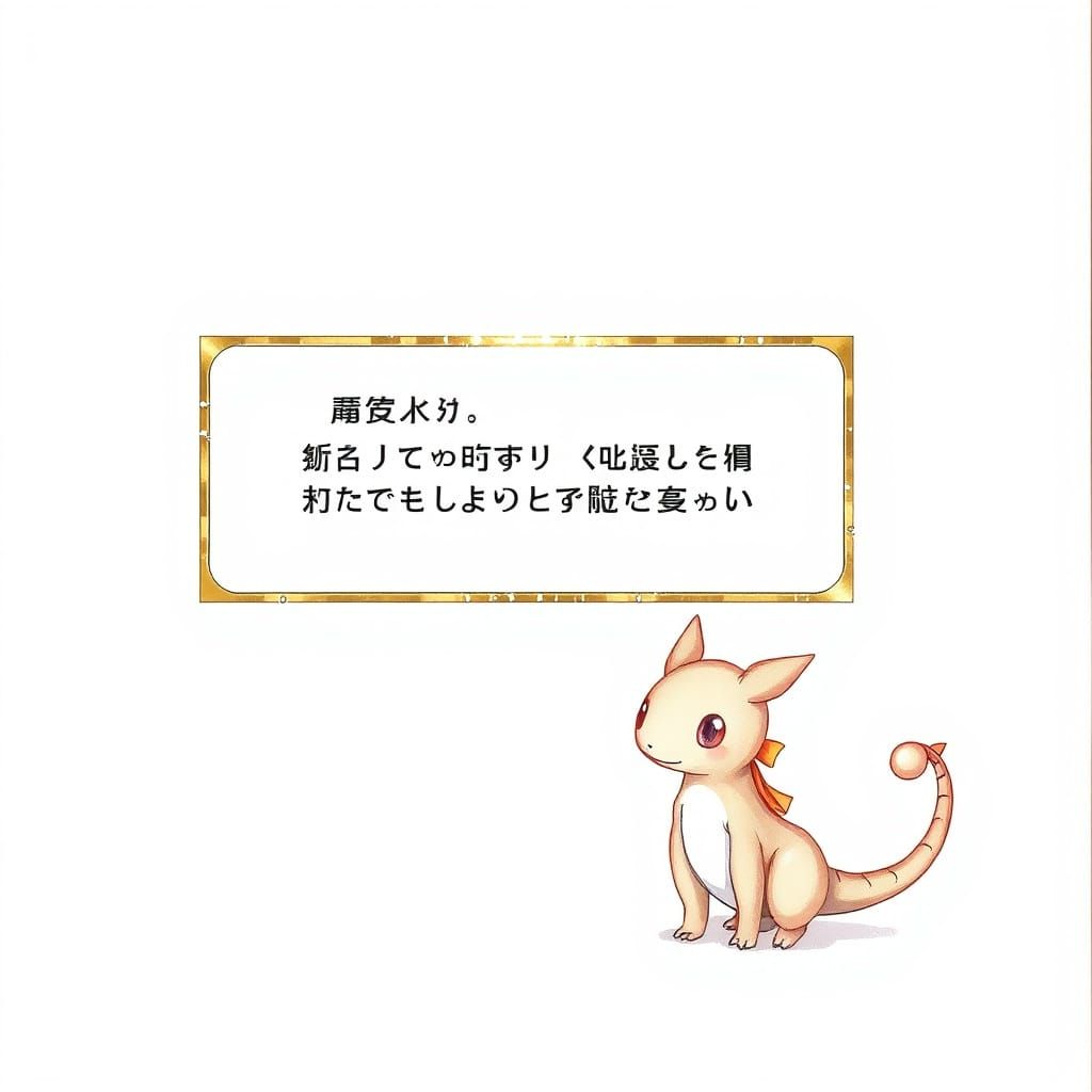 Classic Anime JRPG Dialog Box with Whimsical Creature