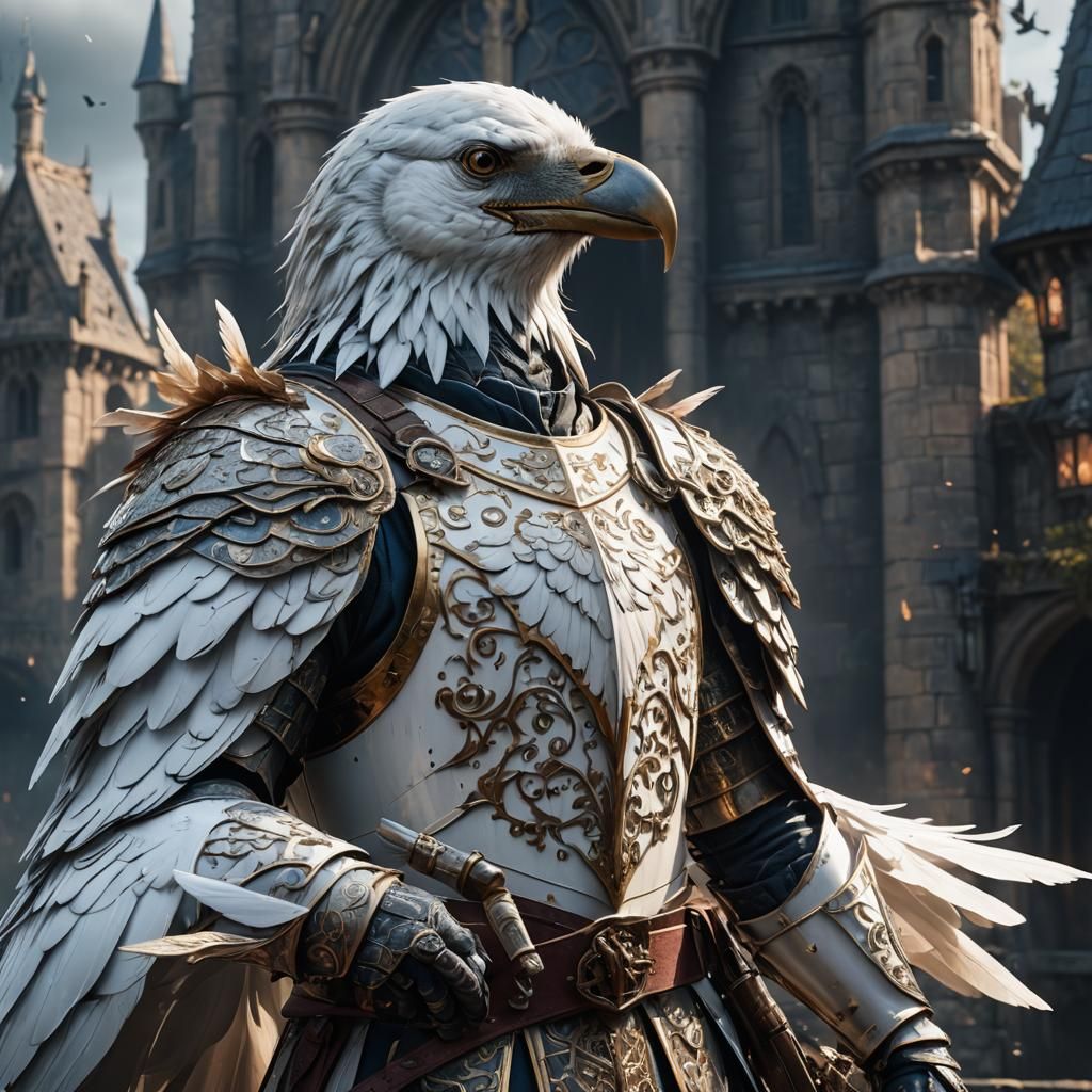 White Crow Knight in Detailed Matte Painting