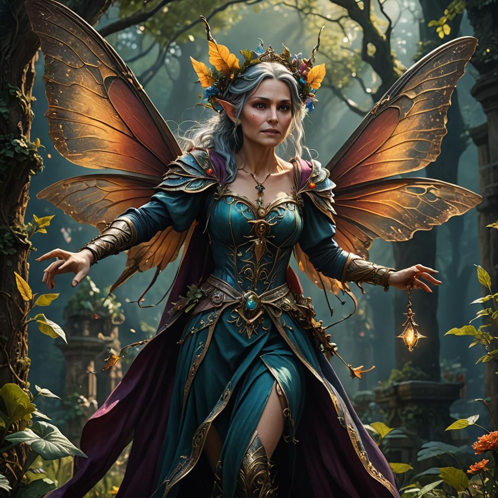 Detailed Matte Painting of an Old Fairy Woman