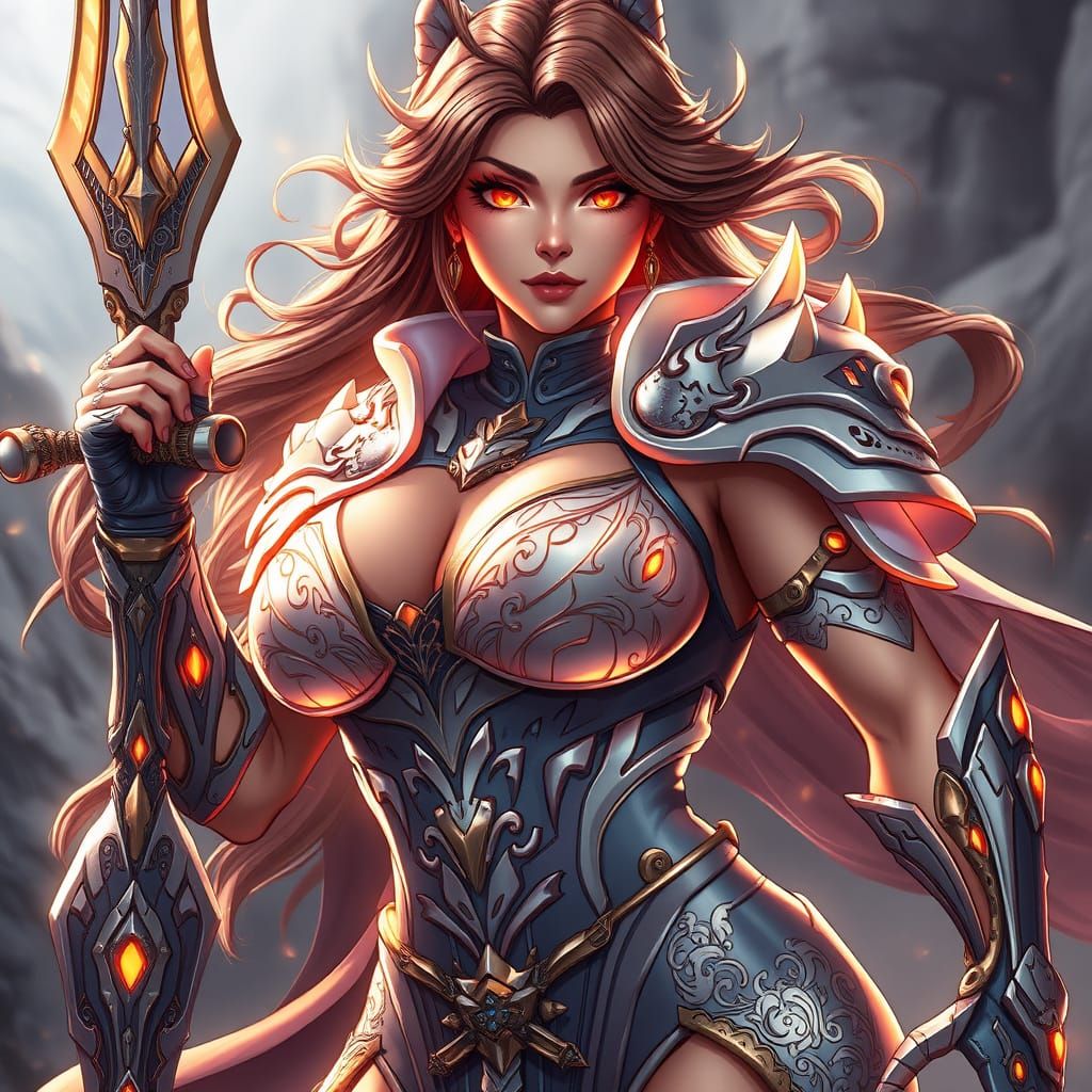 Anime Goddess Warrior, Exuding Sensuality and Strength
