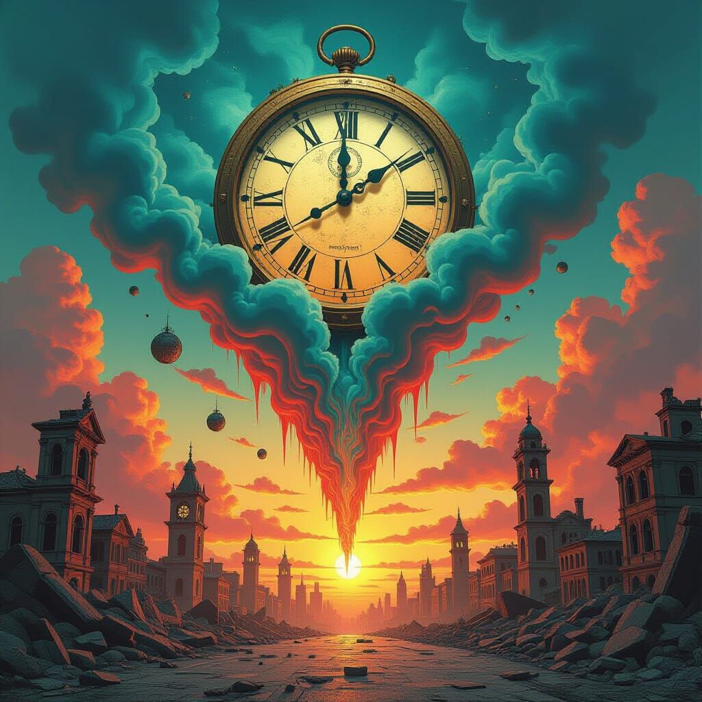 Surreal Sky Over Forgotten City Ruins