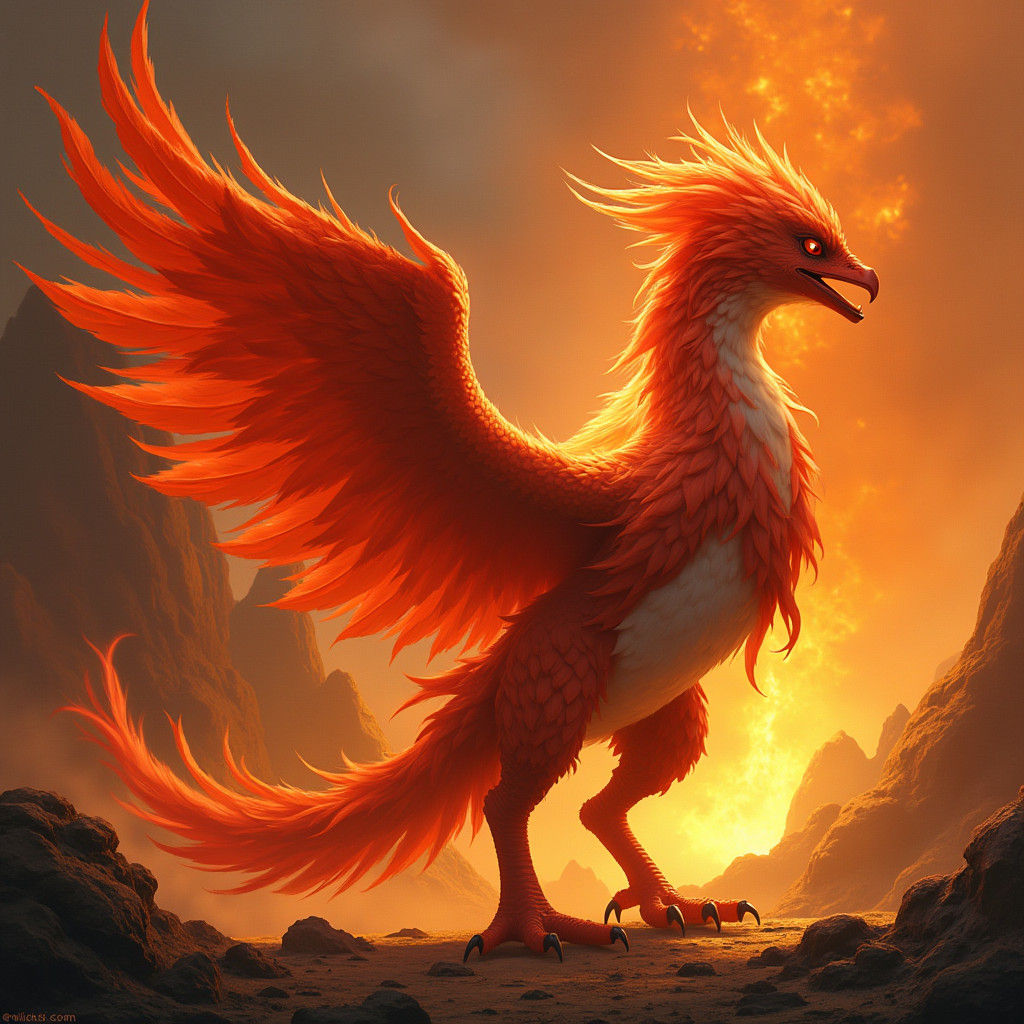 Realistic Moltres Pokemon with Fiery Plumage