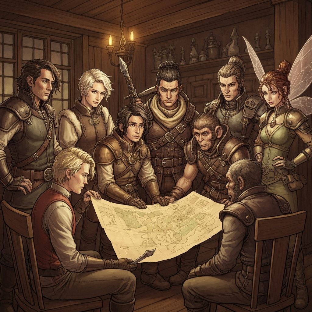 Steampunk Adventurers Plan a Quest in Tavern