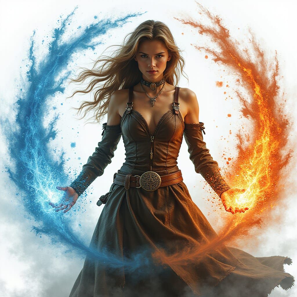 Mystical Sorceress Unleashes Elemental Balance