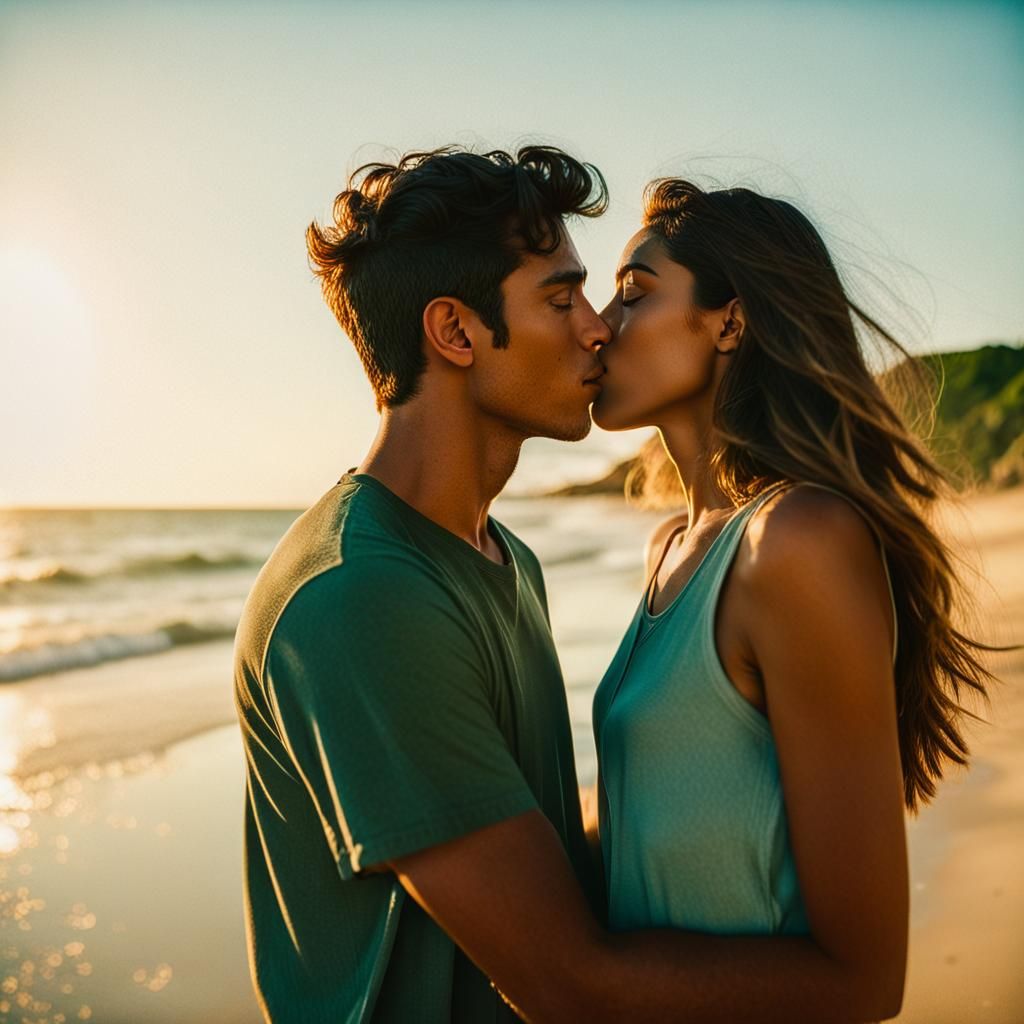 Brazilian Couple's Beach Kiss: A Cinematic Moment