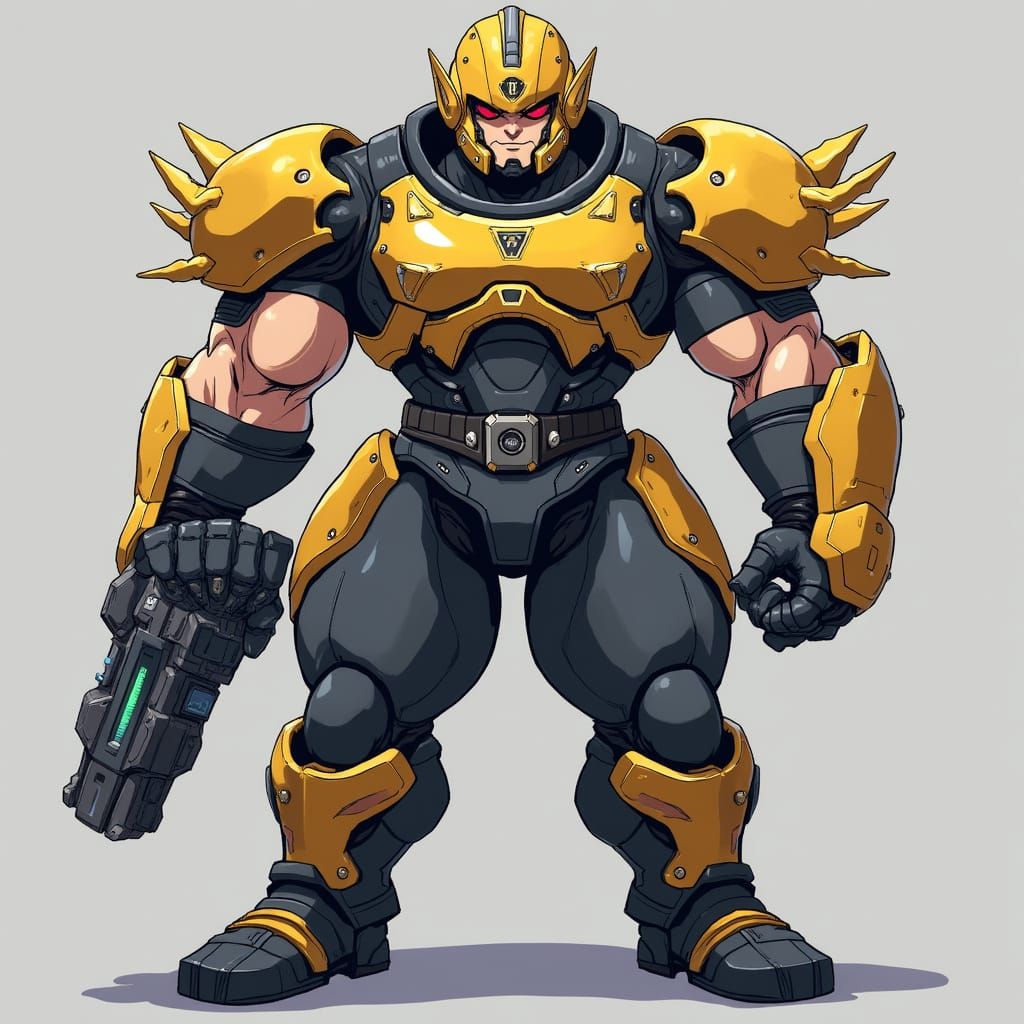 Athletic Anime Warrior with Stylized Armor