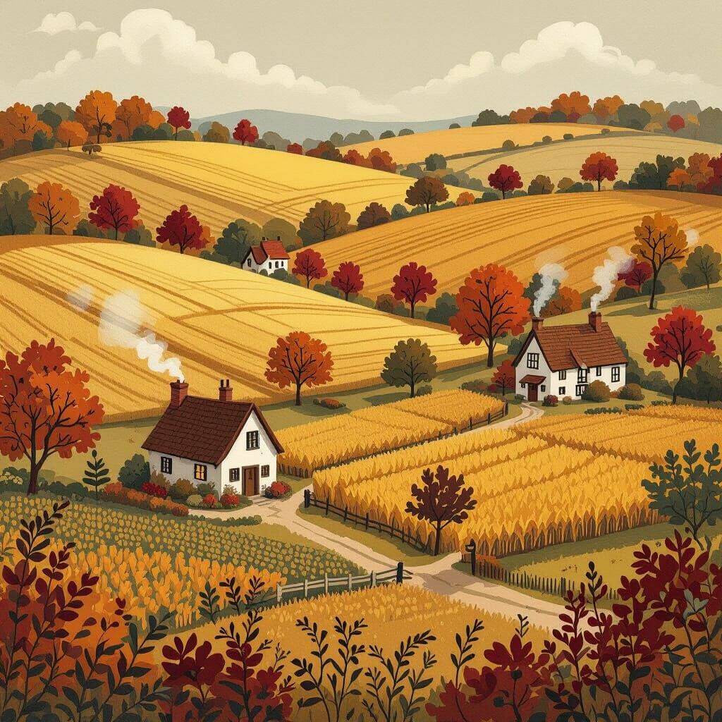 Autumn Countryside Map Illustration