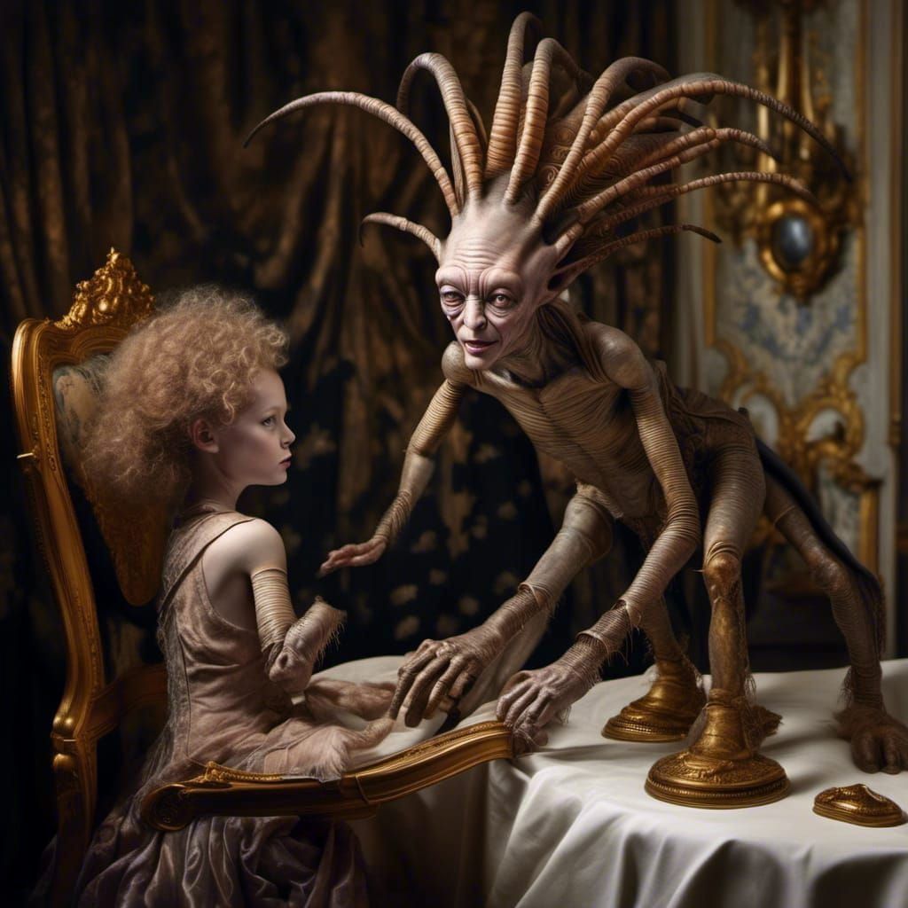 Old Master Paintings: Alien Party in Hyperrealism