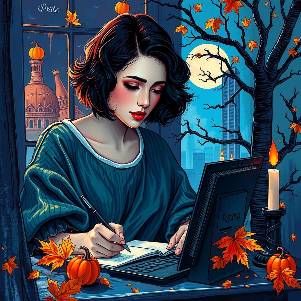 Fantasy Writer in Graffiti Art Style