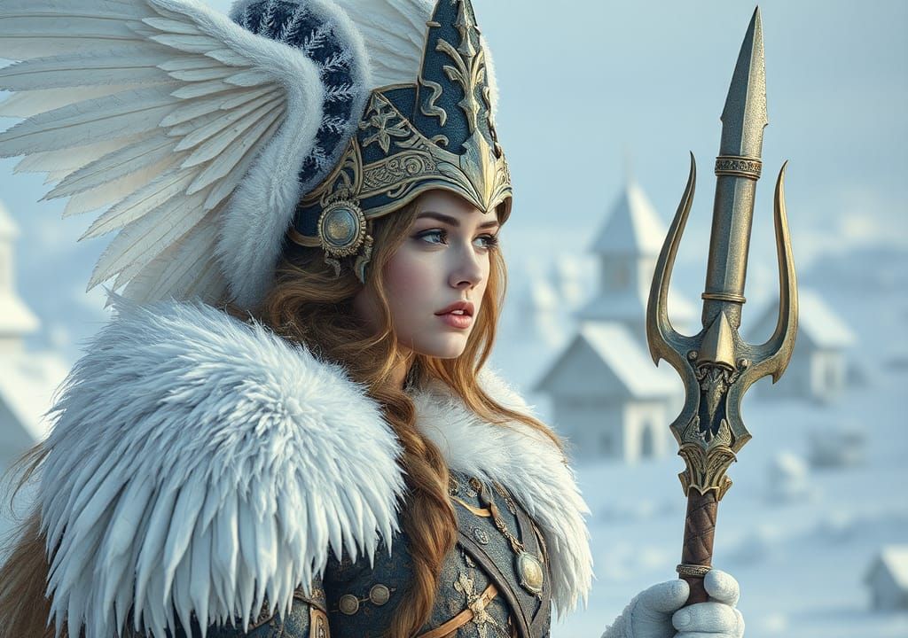 Valkyrie Commander in Frozen Landscape: Matte Painting