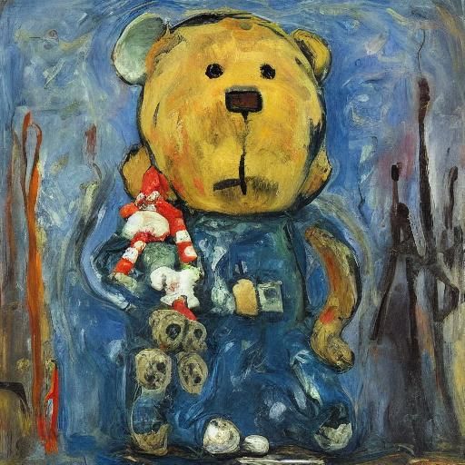 Mice Nest in Teddy Bear: Expressionist Color Field