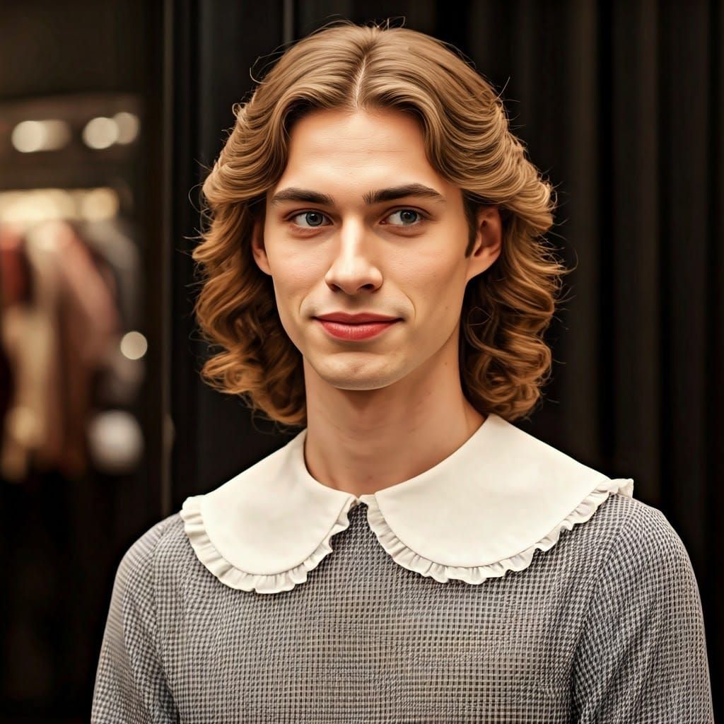 Adorable Crossdressing Youth Embarrassed in High-End Fashion...