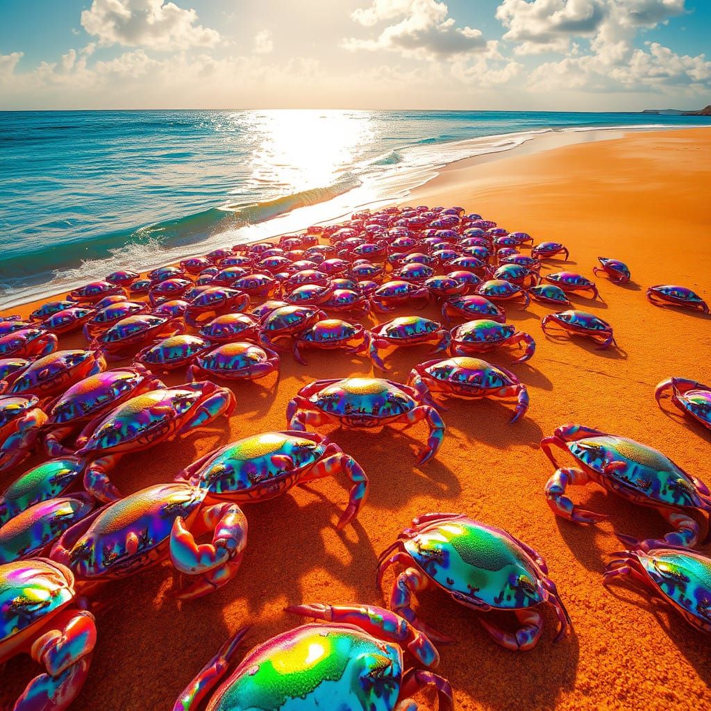 Crabbed Fantasy Beachscape in Iridescent Shimmer