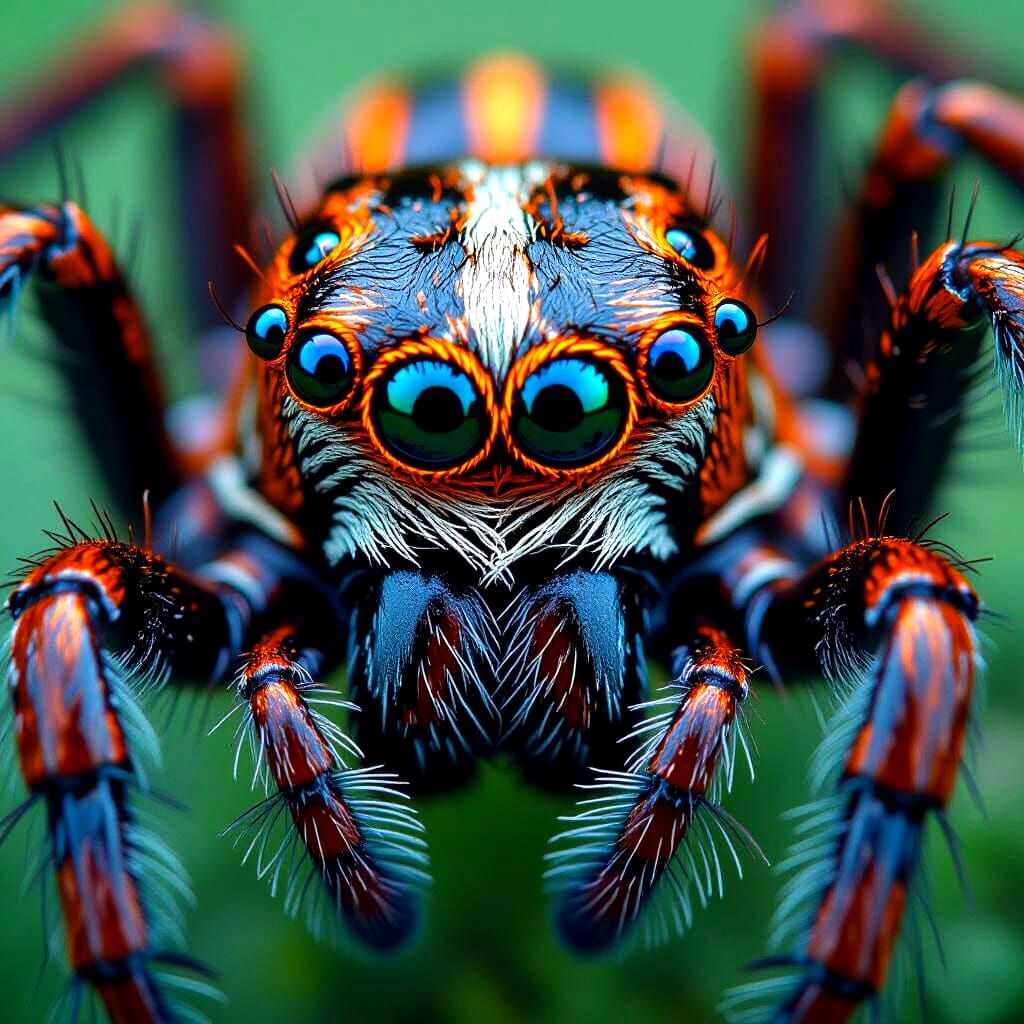 Detailed Macro Photograph of a Spider Face