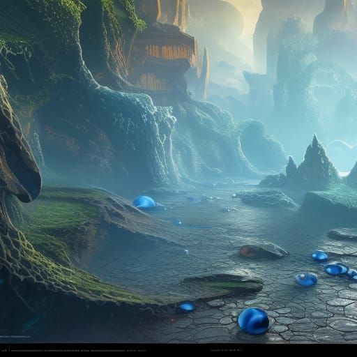 Fused Bubbled Marbles: Detailed Fantasy Concept Art