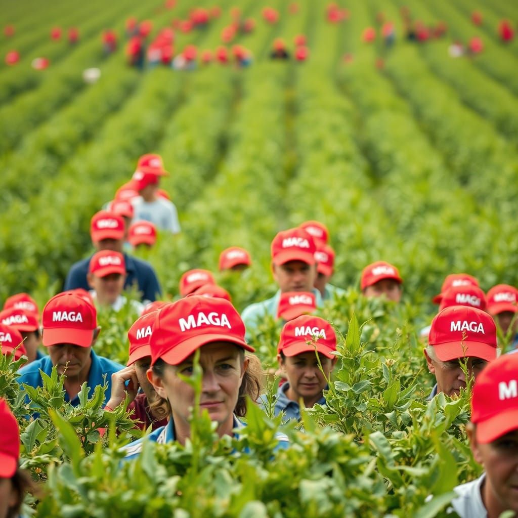 Harvest Team in Red MAGA Caps