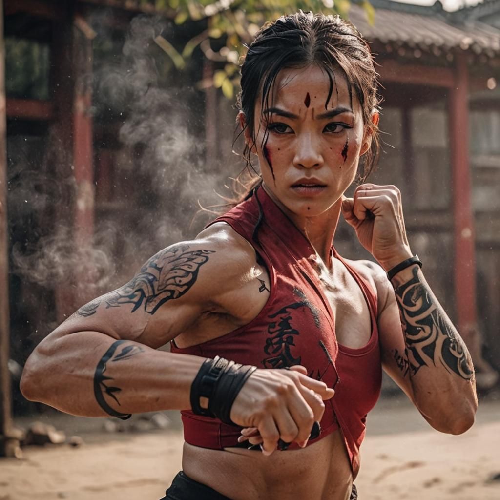 Gorgeous Martial Arts Fighter in Cinematic Style