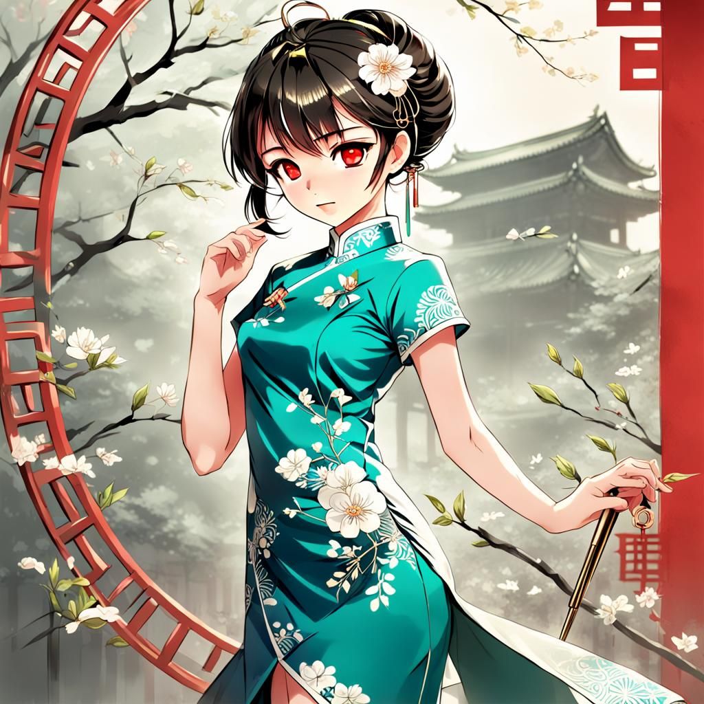 Dangerous Beauty in Cheongsam, Anime Style