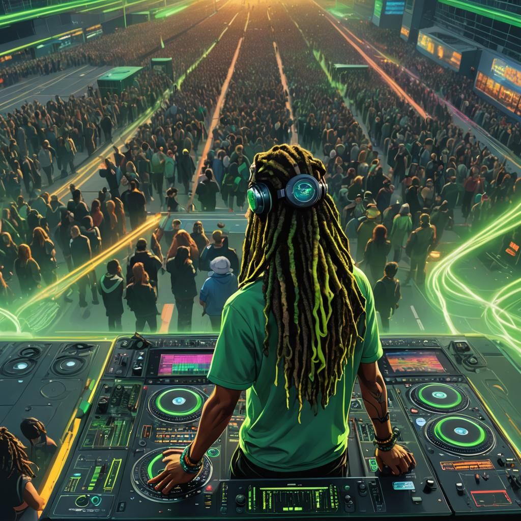 Airport Tarmac DJ in a Stylized Digital Painting