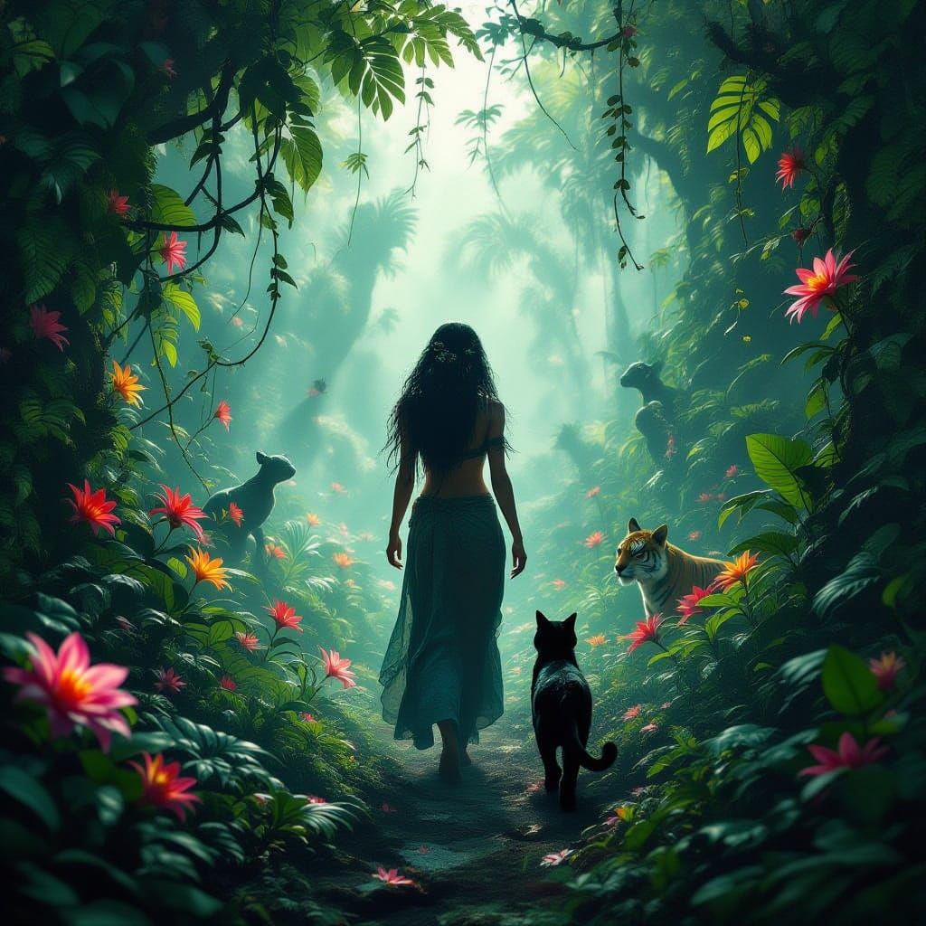 Surreal Jungle Dreamscape with Mystical Symbiosis