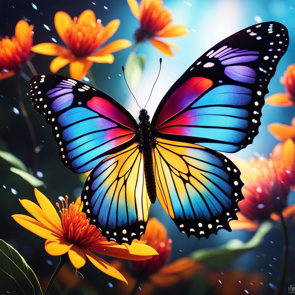 Magical Light Flower with Butterflies