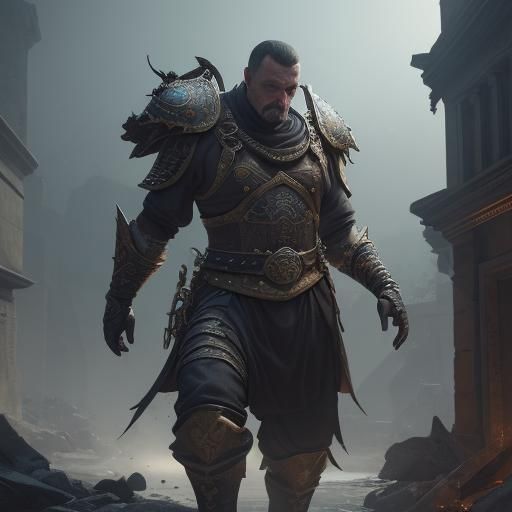 Mediterranean Man in Detailed 3D Oil Painting