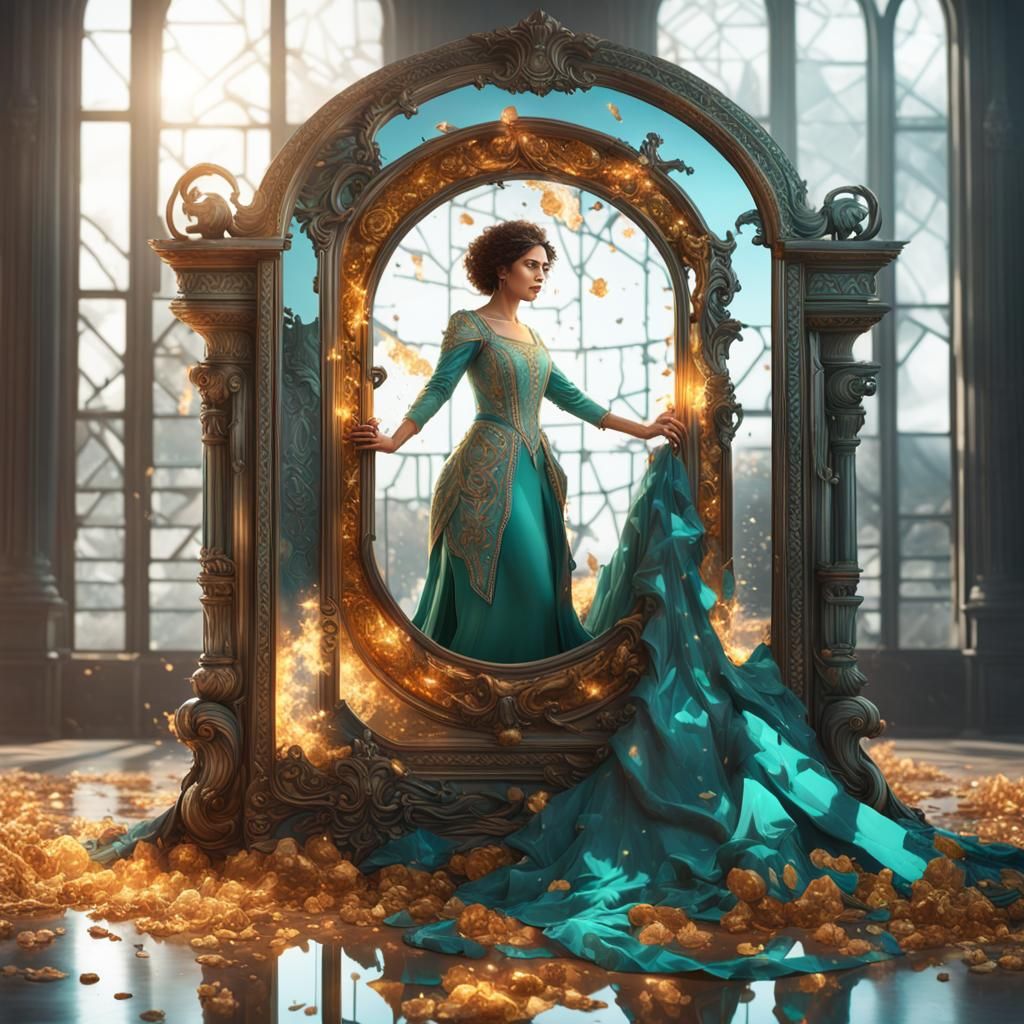 Brunette Queen Trapped in Shattered Mirror
