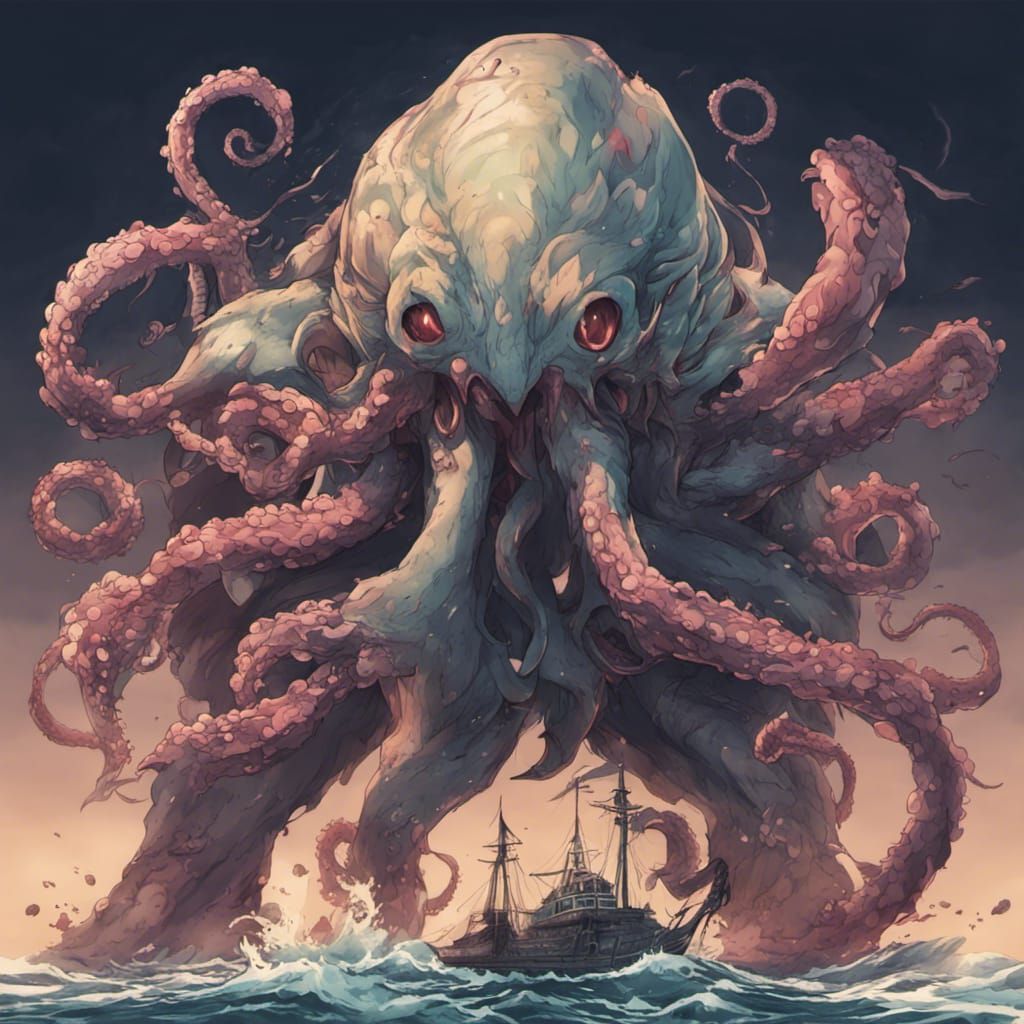 Anime Style Kraken Monster Illustration