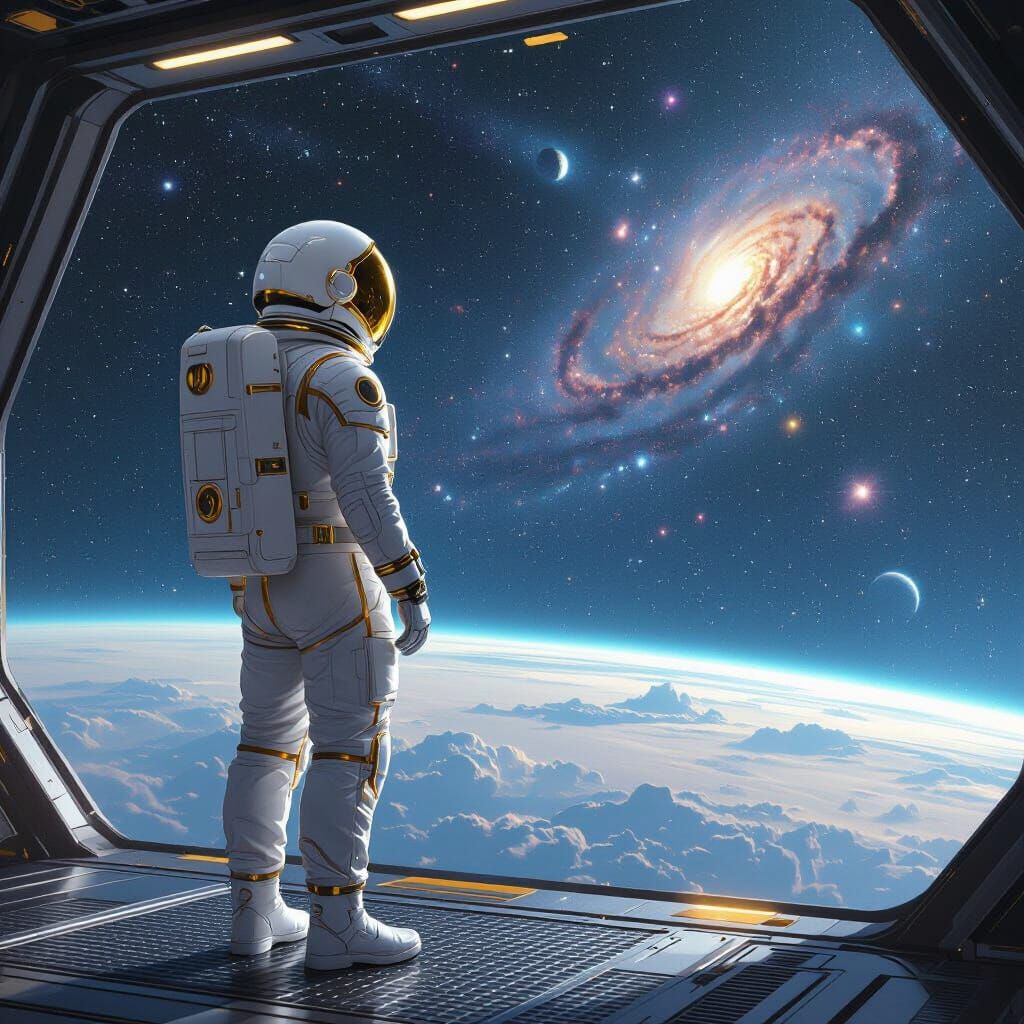 Astronaut Gazing at Infinity in Sci-Fi Style
