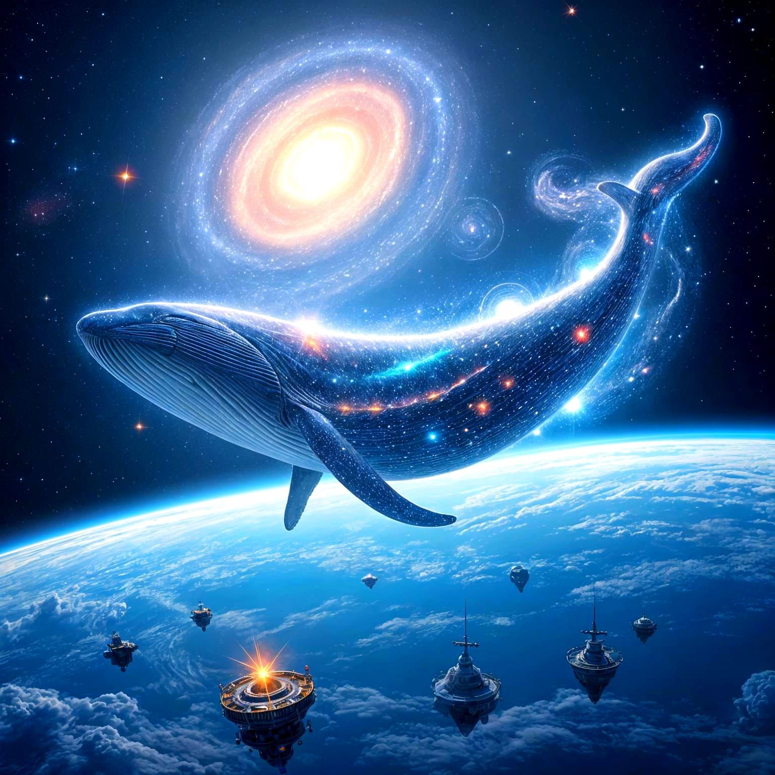 Cosmic Whale of Creation in Ethereal Space