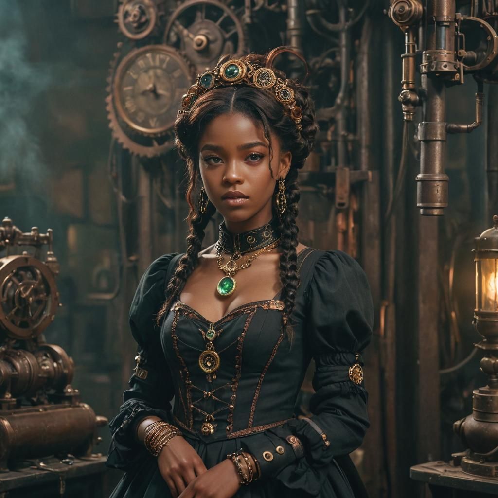 Steampunk Beauty in Manhwa Style Film Still