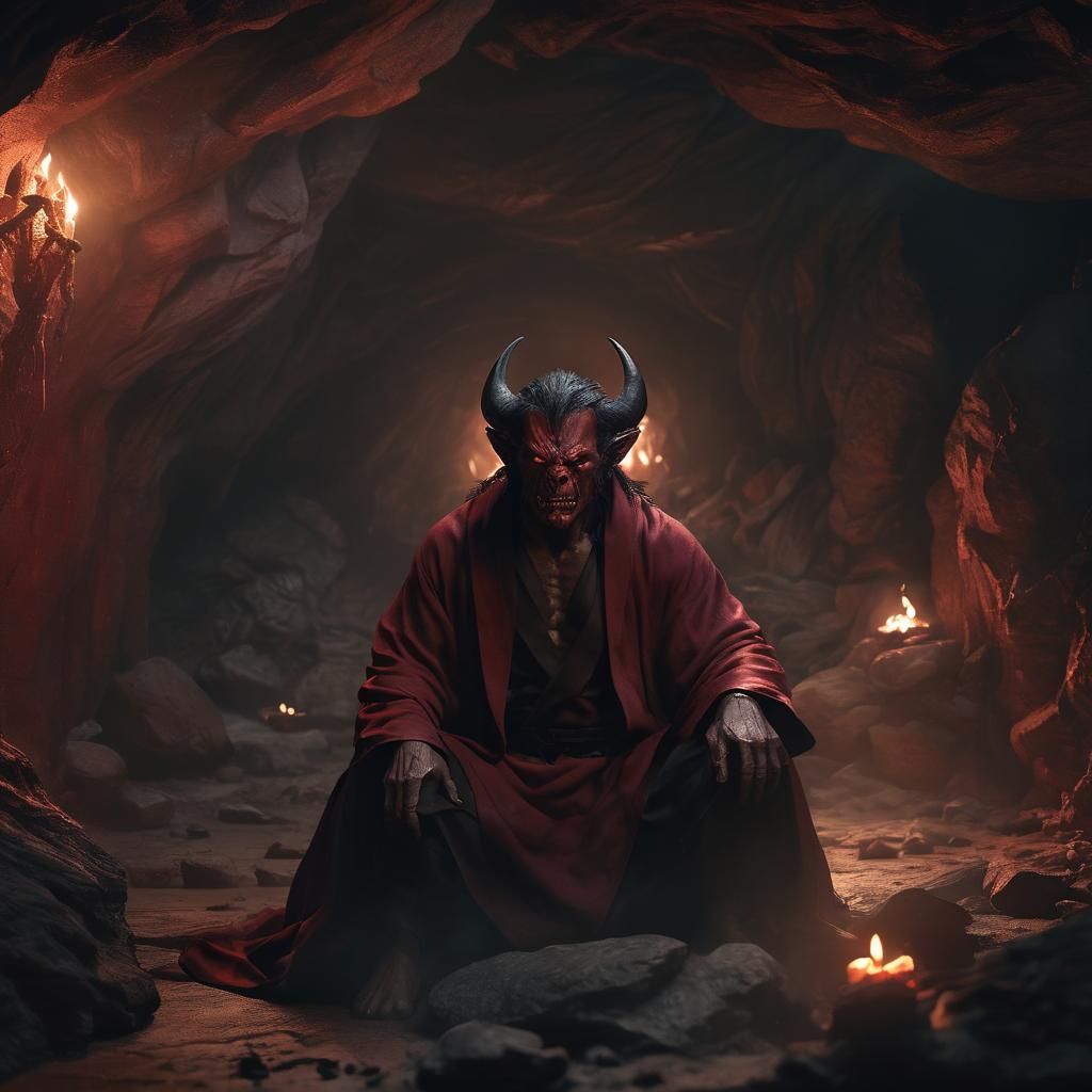 A close shot of a hyperrealistic 8k photo of a lifelike evil...