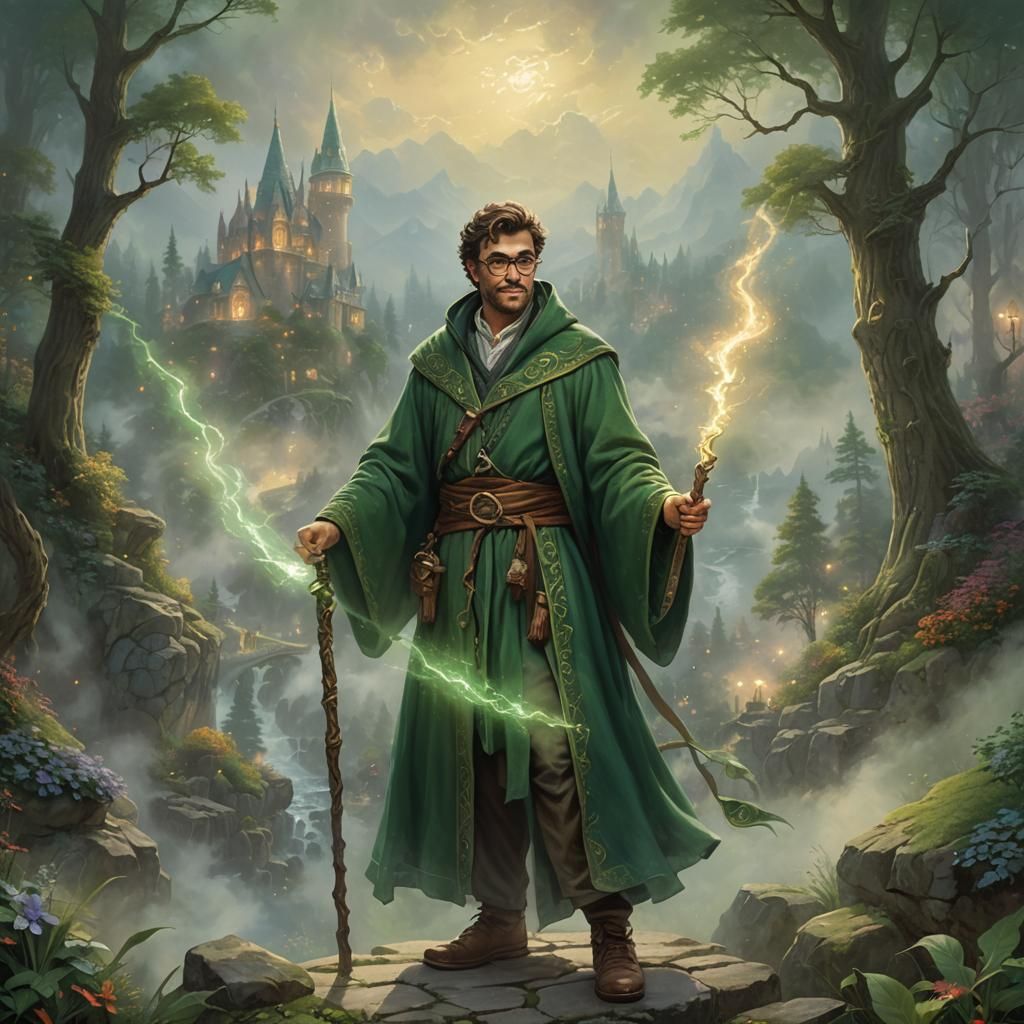 Young Mage Adventurer in Ethereal Fantasy Style