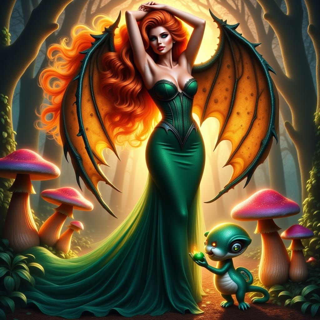 Dragon Goddess in Fiery Attire