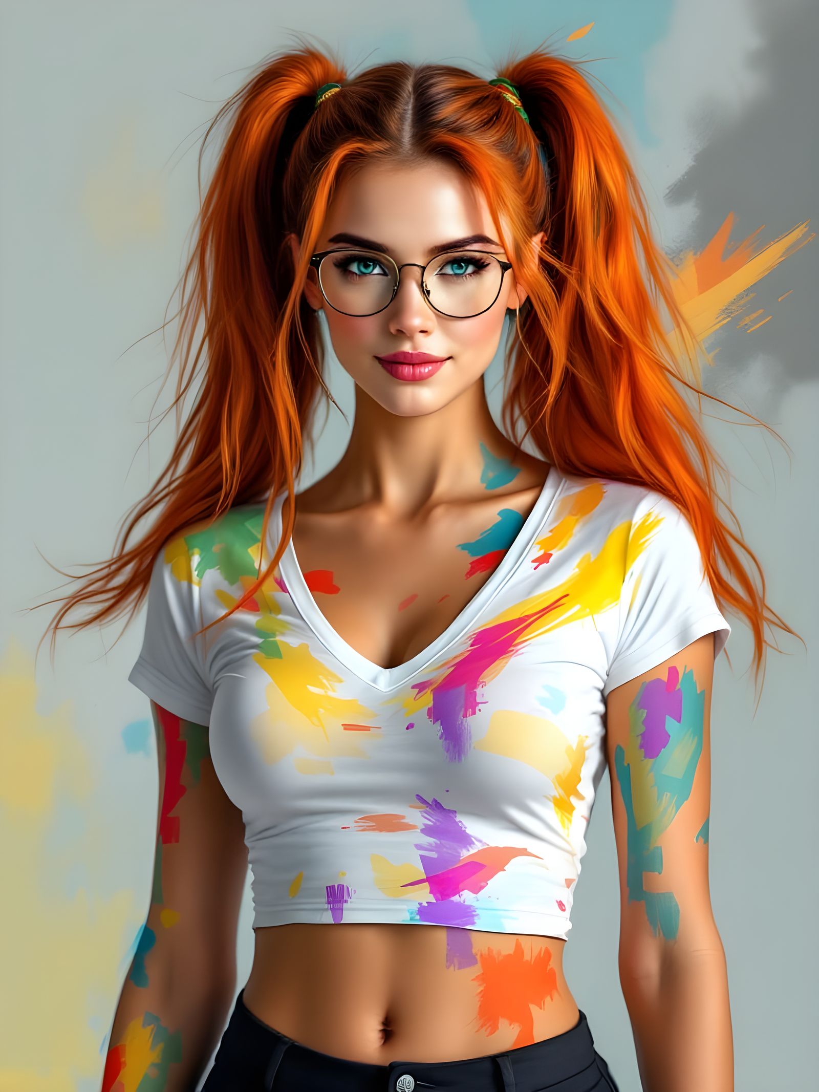 Vibrant Fitness Model in Abstract Artistic Effect