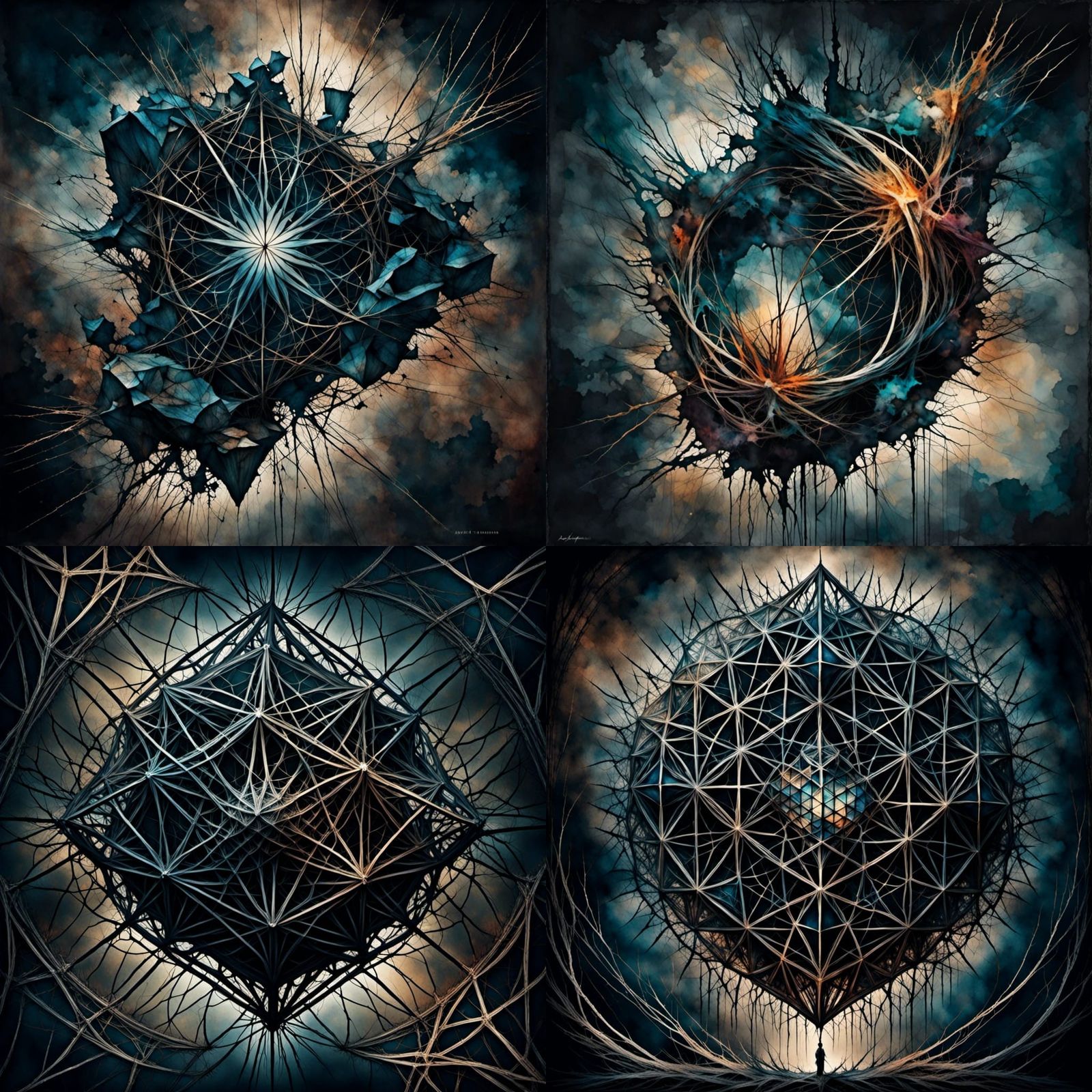 (Spirit molecule) <lora:Dark:1.0> geometric abstract art dig...